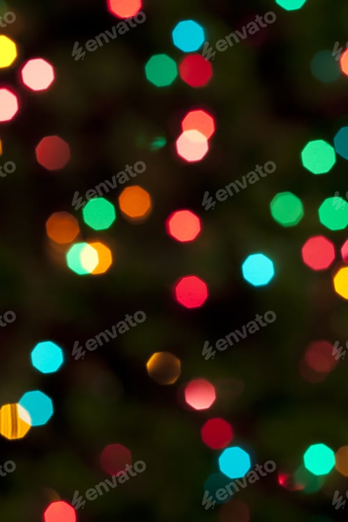 Preview: Multicolored Defocused Christmas Bokeh Blurry Lights, Festive Background