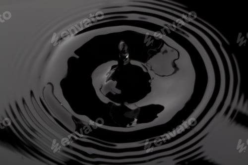 Preview: Close Up Water Droplet Affect The Surface, Forming Rings On The Surface And Making A Perfect
