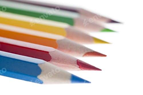 Preview: Close Up Image Of Colorful Pencils Against White Background