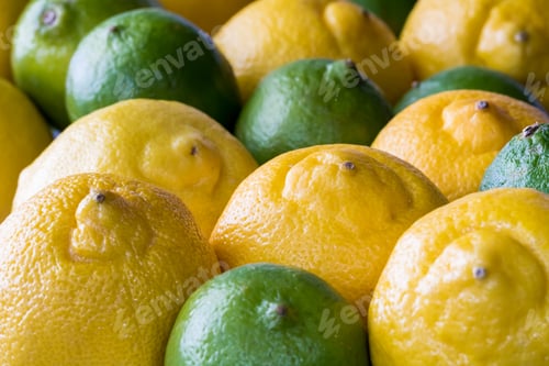 Preview: Close Up View Of A Group Of Lemons And Limes.