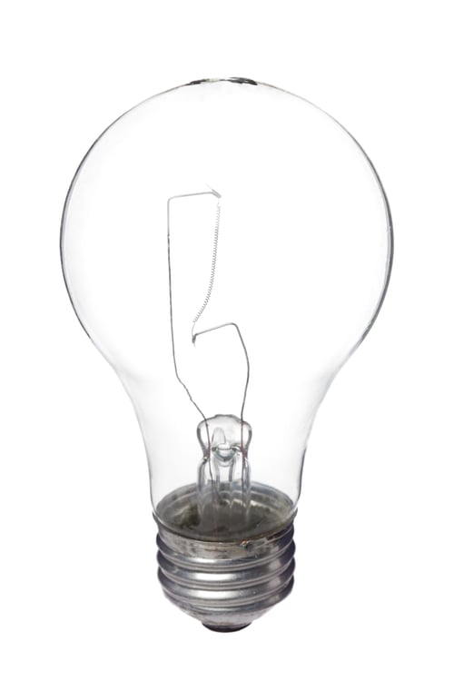 Preview: Vertical Image Of Electric Light Bulb Against The White Background