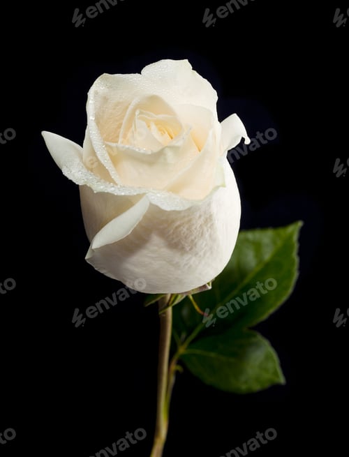 Preview: White Roses Isolated On Black Background