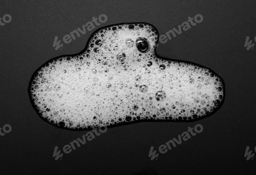 Preview: Soap Foam Shaving Cream Bubble Isolated On Black Background Top View Object Health Concept - Image