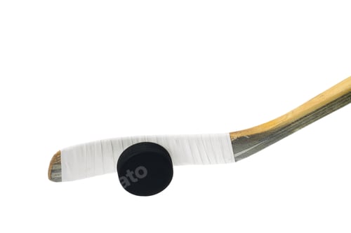 Preview: Hockey Stick And Puck Isolated On White Background