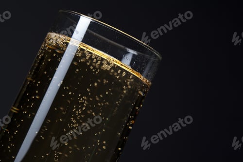 Preview: Champagne Glass Detail On Black Background