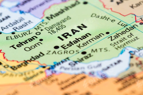 Preview: Close Up Of A World Map With Iran In Focus