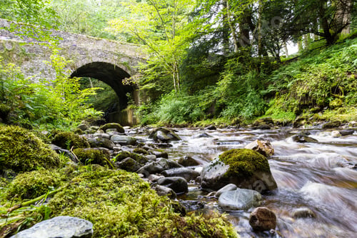 Preview: Banvie Bridge Near Pitlochry In The Scottish Highlands As The Fresh Water Water Runs Downstream