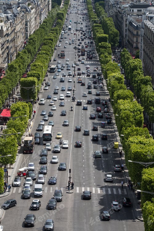Preview: Champs Elysees. Areial View Of Important, Historical City Of Paris. European Turistic Street