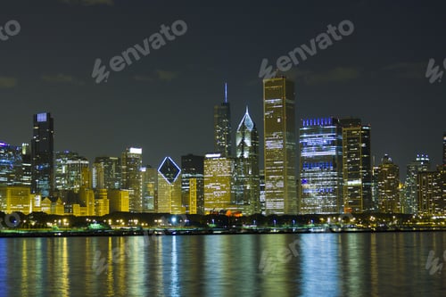 Preview: Night View At Downtown Chicago And Lake Michigan