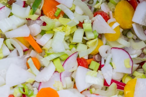 Preview: Closeup Of A Bowl Of Sliced Mixed Colorful Vegetables