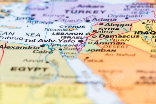 Preview: Close Up Of A World Map With The Country Of Israel In Focus