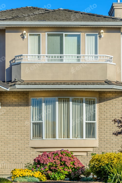 Aperçu: A Perfect Neighborhood. Houses In Suburb At Summer In The North America. Fragment Of A Luxury House