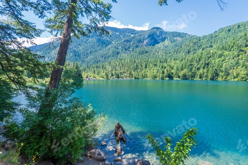 Preview: Mountain Lake With Blue Sky In British Columbia, Canada.