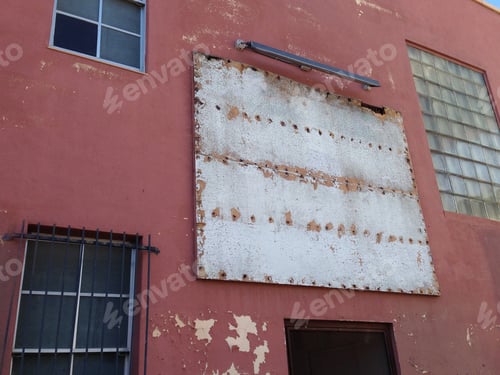 Preview: Facade Of A Commercial Building With Empty Sign Above The Entrance