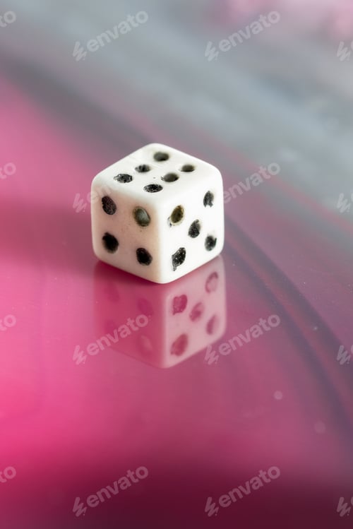 Preview: Close Up Of An Old Used Dice On A Beautiful Polished Sliced Stone