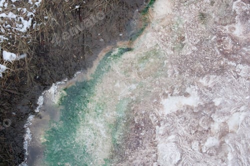 Preview: Natural Hot Springs From Yellowstone National Park With A Winter Blanket Of Snow, With Steam As The