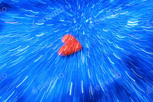 Preview: Blue And Red Heart Background - Abstract Art, Color And Texture - Blur And Motion Of The Heart Is