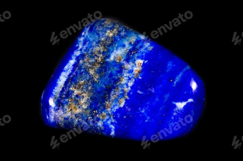Preview: Close Up Of A Beautiful Blue Piece Of Lapis Lazuli Isolated On A Black Background