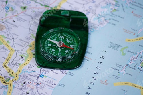 Preview: Compass On Paper Road Map