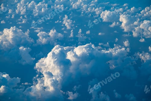 Preview: White Clouded Sky Shot From The Airplane.