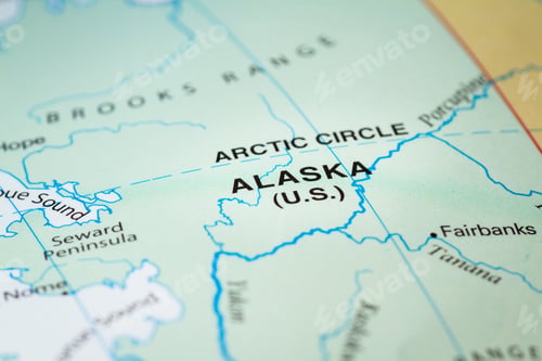 Preview: Close Up Of A World Map With A Section Of Alaska In Focus