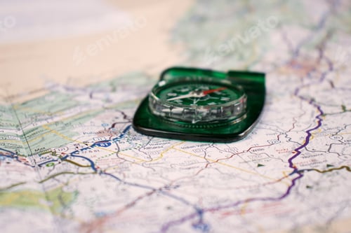 Preview: Compass On Paper Road Map