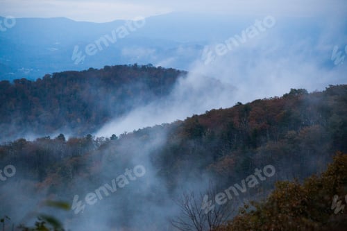 Preview: Mountain Landscape With Low Clouods Or Morning Fog