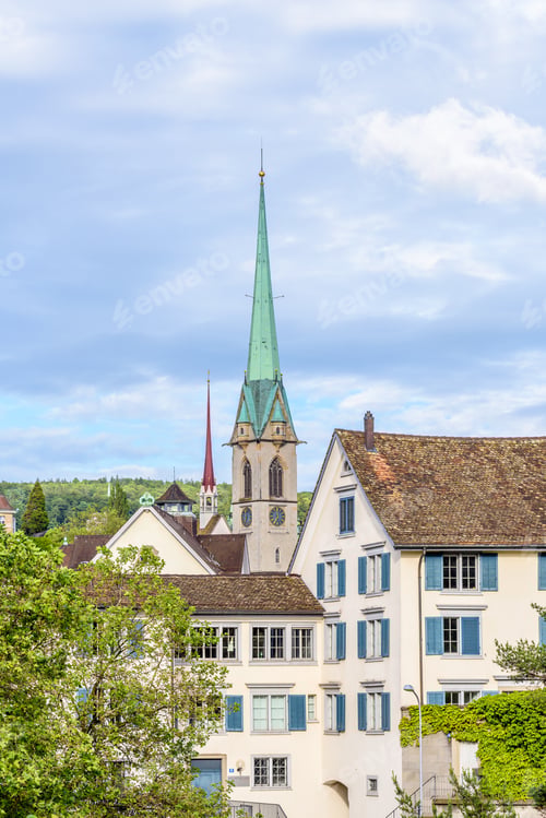 Preview: View Of Historic Zurich City Center On A Summer Day, Canton Of Zurich, Switzerland.