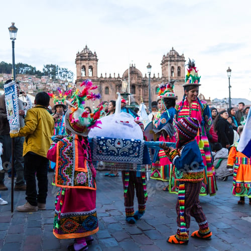 Preview: Cusco, Peru - May 13: Native People Of Cusco Dressed In Colorful Clothing In A Religious