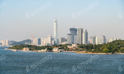 Preview: Cruising Past The Island Of Gulangyu In Foreground With Background Of Xiamen In China