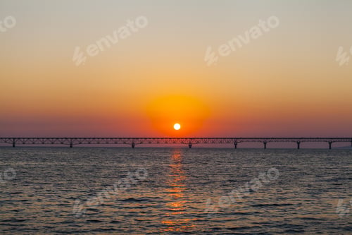Preview: Long Bridge On Summer Sunset
