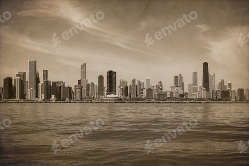 Preview: Vintage Chicago Design (With Dust And Scratches Texture Effect)