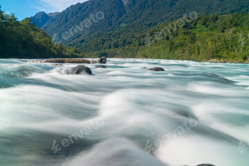 Preview: Landscape Of A Part Of The Petrohue River, A Natural Waterfall That Starts In Todos Los Santos