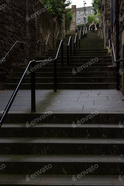 Preview: Edinburgh Scotland - September 13 2019: Looking Up The Miss Jean Brodie Steps From The Lawnmarket