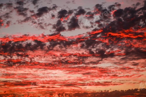 Preview: Chile Santiago Las Condes Cityscape Sunset Beautiful Red Orange Sky With Clouds