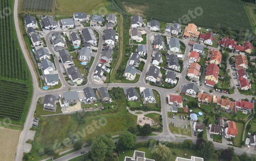 Preview: Aerial View Of Residential Development Area Houses In Germany