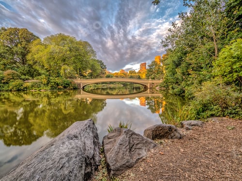 Preview: The Bow Bridge Is A Cast Iron Bridge Located In Central Park, New York City, Crossing Over The Lake