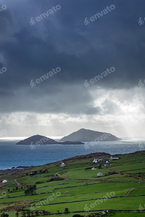 Preview: Skellig Michael Off The Coast Of The Ring Of Kerry In Winter Showing Deep Blue Waters And Crashing