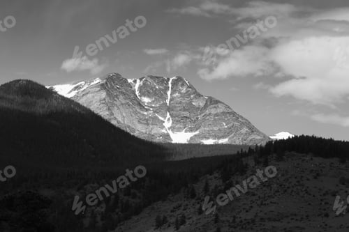 Preview: Mountains With Snow In Black And White