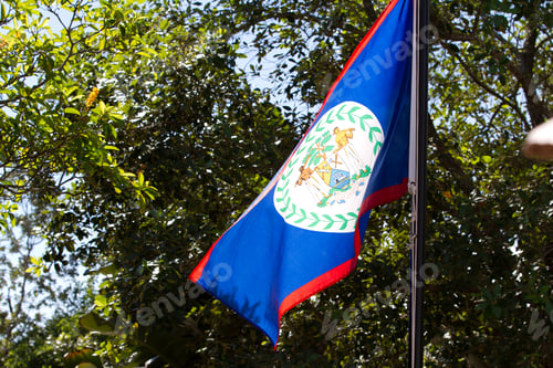 Preview: Flag of Belize Waving Proudly on a Sunny Day