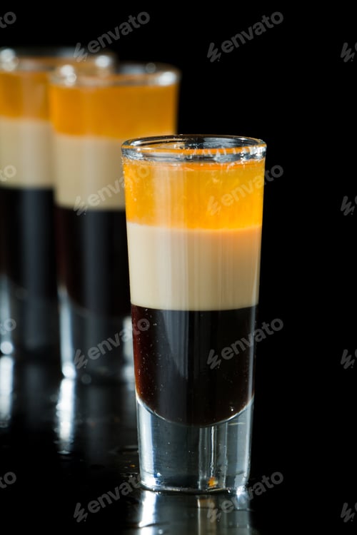 Preview: B 52 Shots Layered And Served On A Isolated Black Background