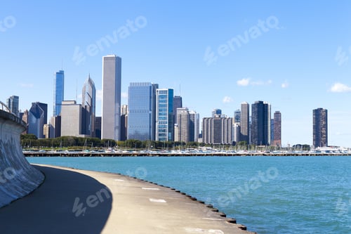 Preview: Bicycle Path With Downtown Chicago In Background