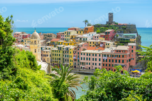 Preview: Vernazza In Cinque Terre, Italy, View At The Town From Mountain Trail