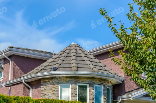 Preview: A Perfect Neighborhood. Houses In Suburb At Summer In The North America. Top Of A Luxury House With