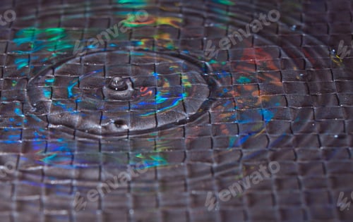 Preview: Different Water Drops Splashing With Different Lights In The Back And A Textutized Background