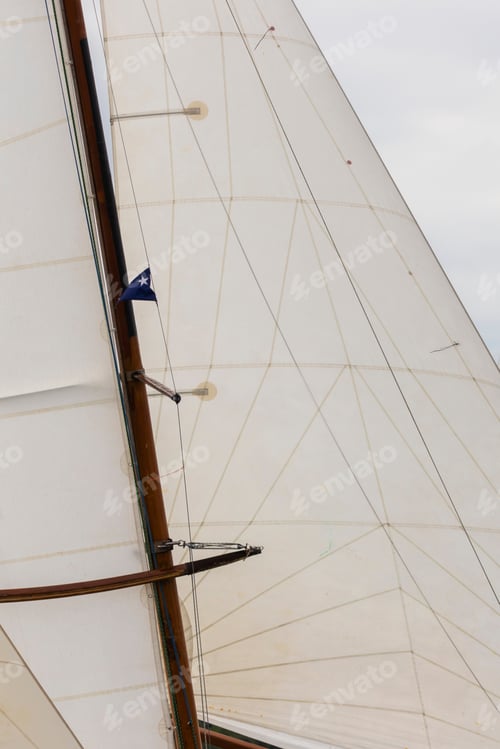 Preview: Closeup Of Boat Sails Filled In The Wind