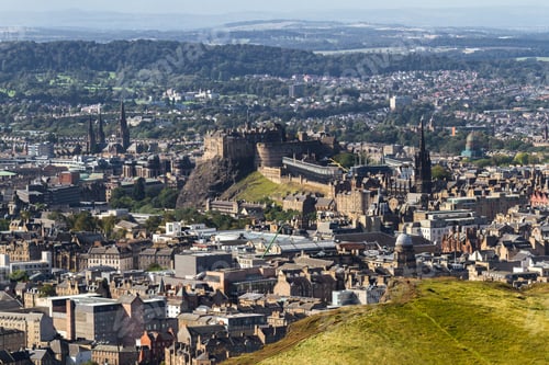 Preview: Edinburgh Scotland - September 13 2019: Amazing Views Of The City And Landscape From The Hills In