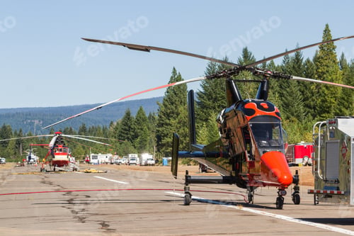 Preview: Prospect State Airport, Oregon - September 9 : Helicopters On The Runway Ready To Fight The 790