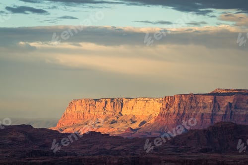Preview: Beautiful View Of The Landscape Early Morning In Page Arizona With A Cloudy Sky