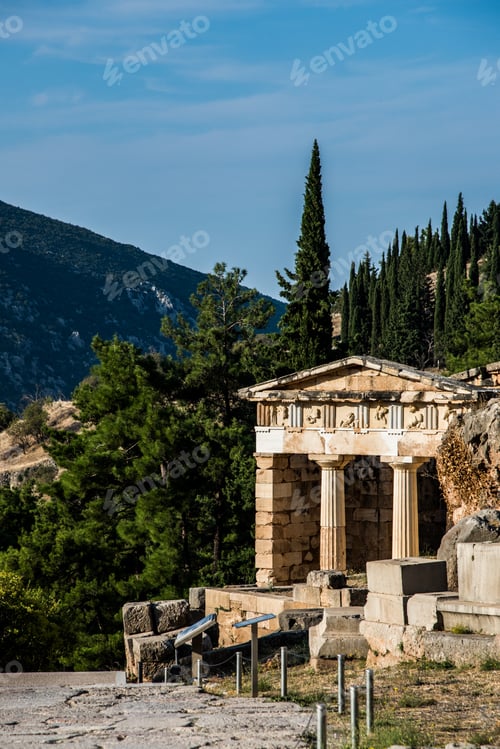 Preview: Altar Of Chiots And Temple Of Apollo In Archaeological Site Of Delphi, Greece